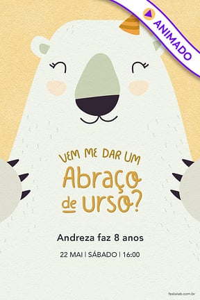 Modelo de Convite de Aniversario - Abraco de urso amarelo Convite de Aniversario - Abraco de urso amarelo