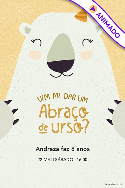 Modelo de Convite de Aniversario - Abraco de urso amarelo Convite Abraço de urso amarelo grátis para editar