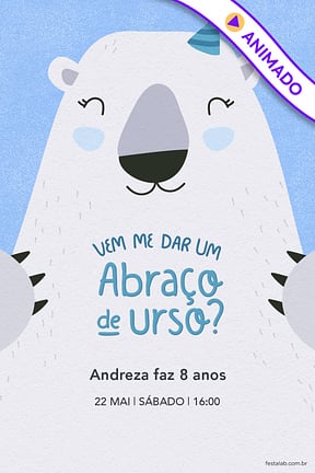 Modelo de Convite de Aniversario - Abraco de urso azul Convite de Aniversario - Abraco de urso azul