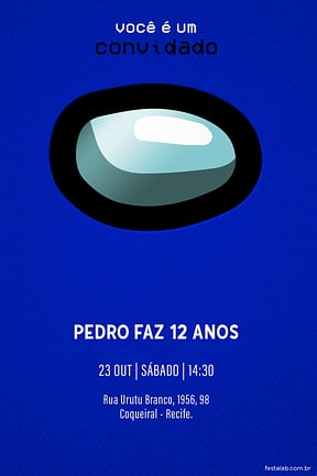 Modelo de Convite de Aniversario - Among Us: Azul Convite de Aniversario - Among Us: Azul