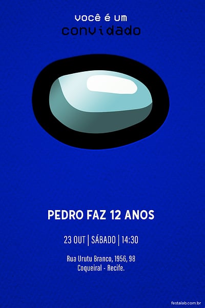 Modelo de Convite de Aniversario - Among Us: Azul Convite Among Us: Azul grátis para editar
