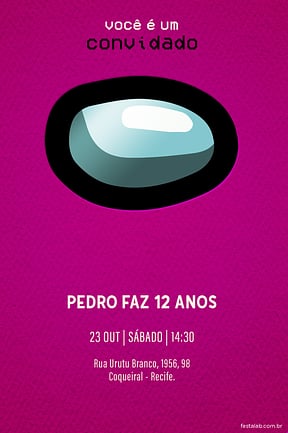 Convite de Aniversario - Among Us: Rosa