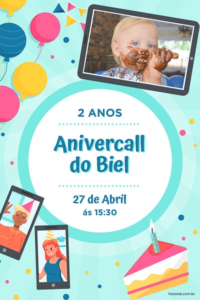 Modelo de Convite de Aniversario - anivercall Convite anivercall grátis para editar