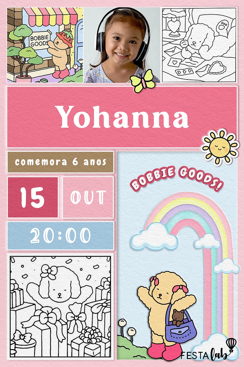 Convite de Aniversario - Aniversario Bobbie Goods