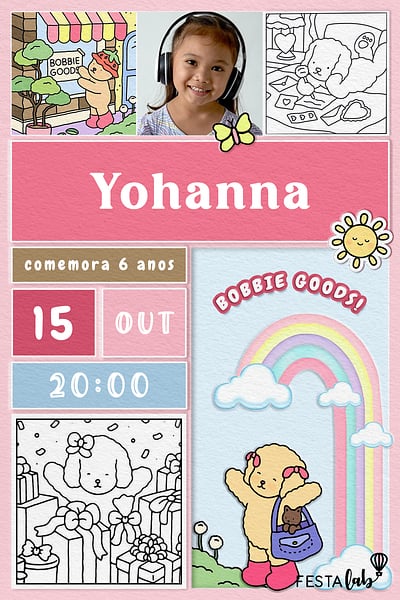 Criar convite de aniversário - Aniversário Bobbie Goods| FestaLab