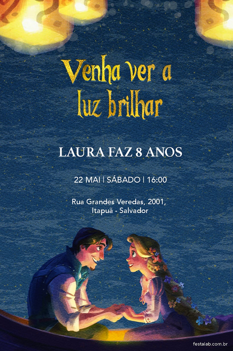 Convite Enrolados grátis para editar