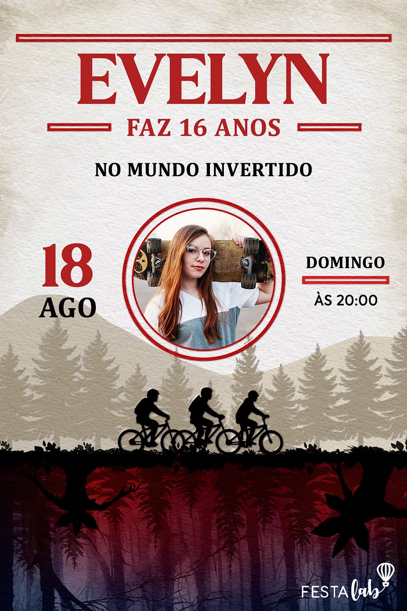 Criar convite de aniversário - Aniversário Mundo Invertido| FestaLab
