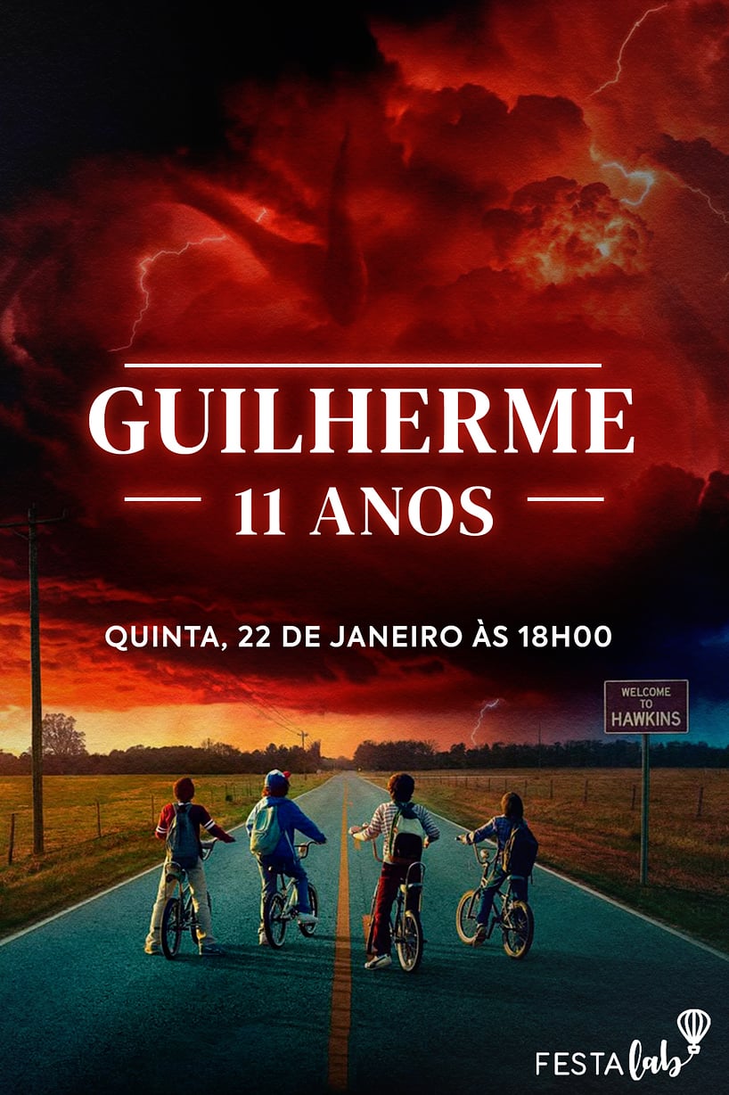 Criar convite de aniversário - Aniversário Stranger Things| FestaLab