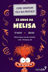 Modelo de Convite de Aniversario - Ansiedade Convite Ansiedade grátis para editar