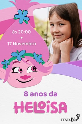 Convite de Aniversario - Arco-iris da Poppy