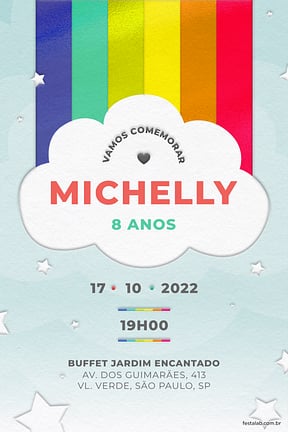 Modelo de Convite de Aniversario - Arco Iris Convite de Aniversario - Arco Iris