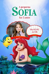 Modelo de Convite de Aniversario - Ariel Claro Convite Ariel Claro grátis para editar