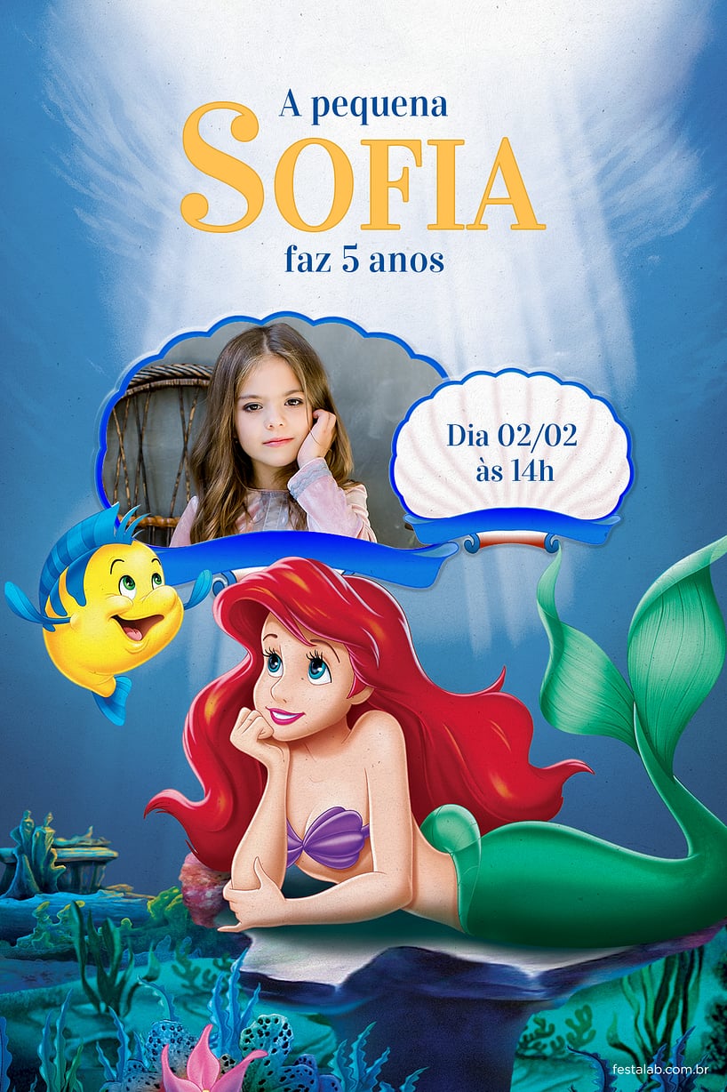 Convite Ariel Escuro grátis para editar