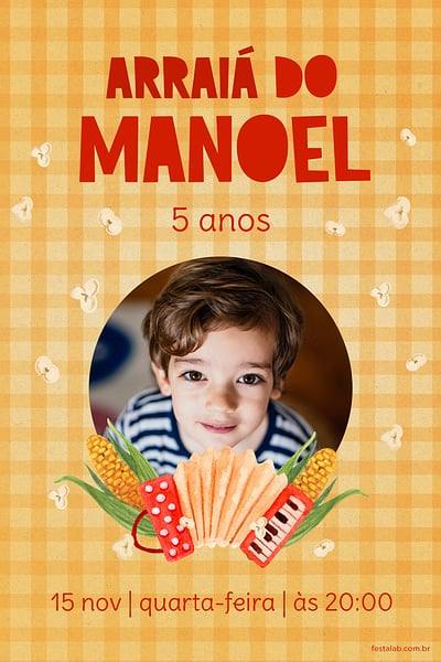Modelo de Convite de Aniversario - Arraia Convite Arraiá grátis para editar