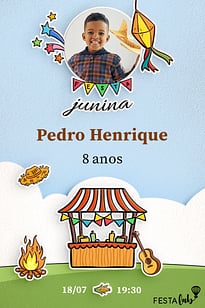 Modelo de Convite de Aniversario - Arraia fofo Convite Arraiá fofo grátis para editar