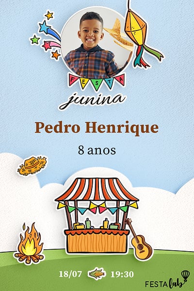 Modelo de Convite de Aniversario - Arraia fofo Convite Arraiá fofo grátis para editar