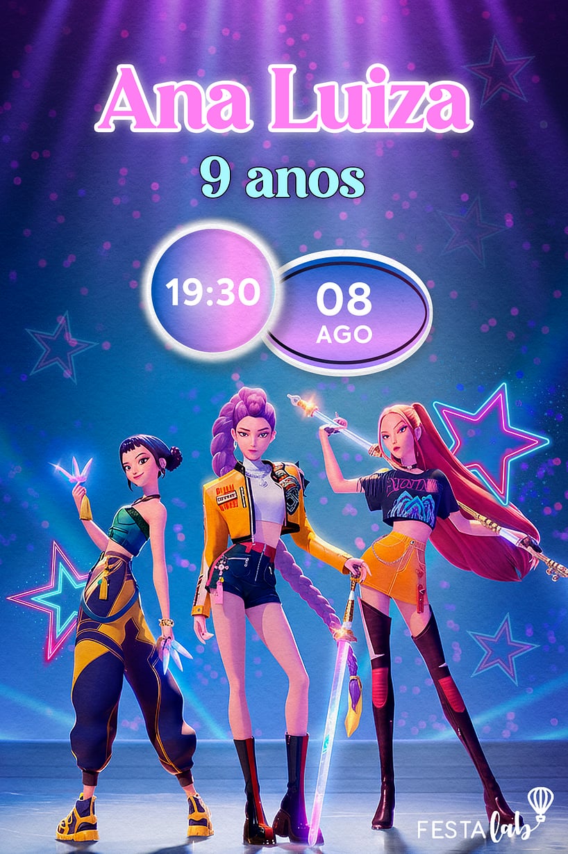 Convite de Aniversario - As Huntrix