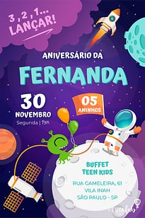 Modelo de Convite de Aniversario - Astronauta Convite Astronauta grátis para editar