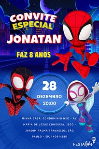Modelo de Convite de Aniversario - Aventura com Spidey Convite Aventura com Spidey grátis para editar