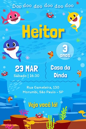 Modelo de Convite de Aniversario - Baby Shark Convite de Aniversario - Baby Shark