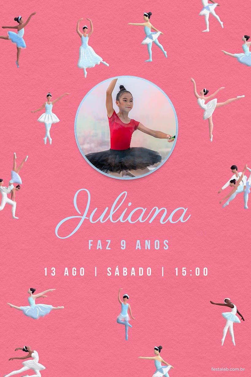 Convite Noite de Tutus e Sapatilhas: Rosa grátis para editar