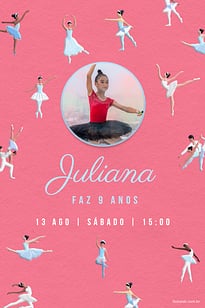 Convite Noite de Tutus e Sapatilhas: Rosa grátis para editar