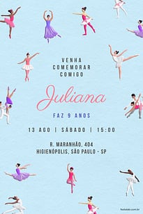 Convite Noite de Tutus e Sapatilhas grátis para editar