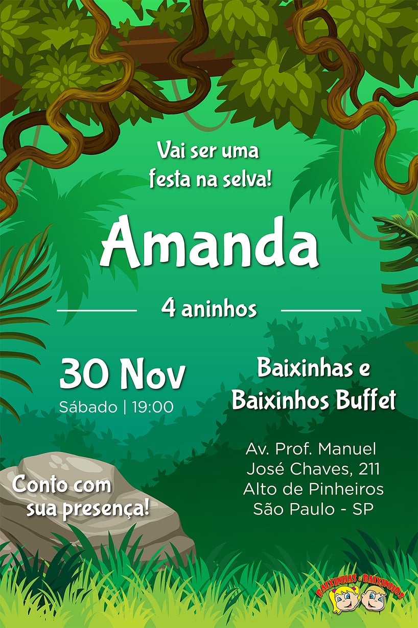 Convite Baixinhos e Baixinhas grátis para editar