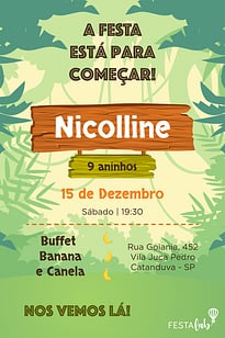 Modelo de Convite de Aniversario - Banana Canela Convite Banana Canela grátis para editar