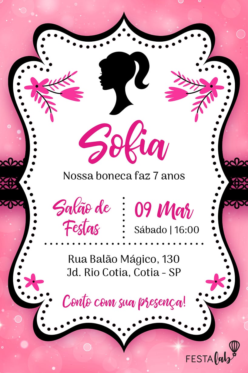 Convite De Aniversário Barbie Com Foto Edite Online