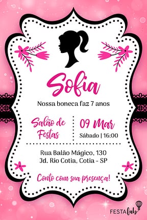 Modelo de Convite de Aniversario - Barbie Convite de Aniversario - Barbie