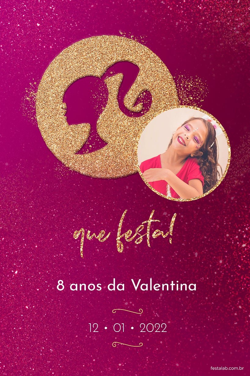 Criar convite de aniversário - Barbie fundo rosa| FestaLab