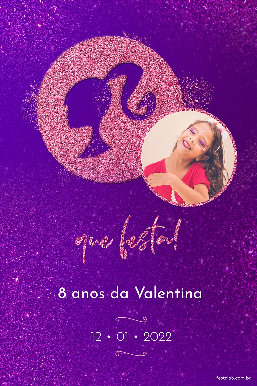 Convite aniversário glitter rosa azul dourado - Edite grátis com nosso  editor online