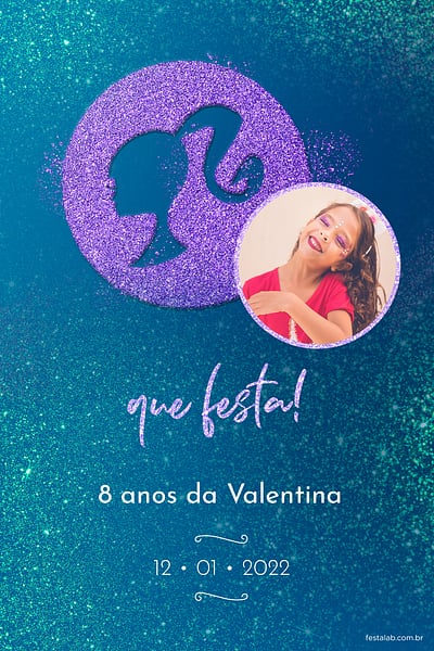 Modelo de Convite de Aniversario - Barbie fundo verde Convite Barbie fundo verde grátis para editar