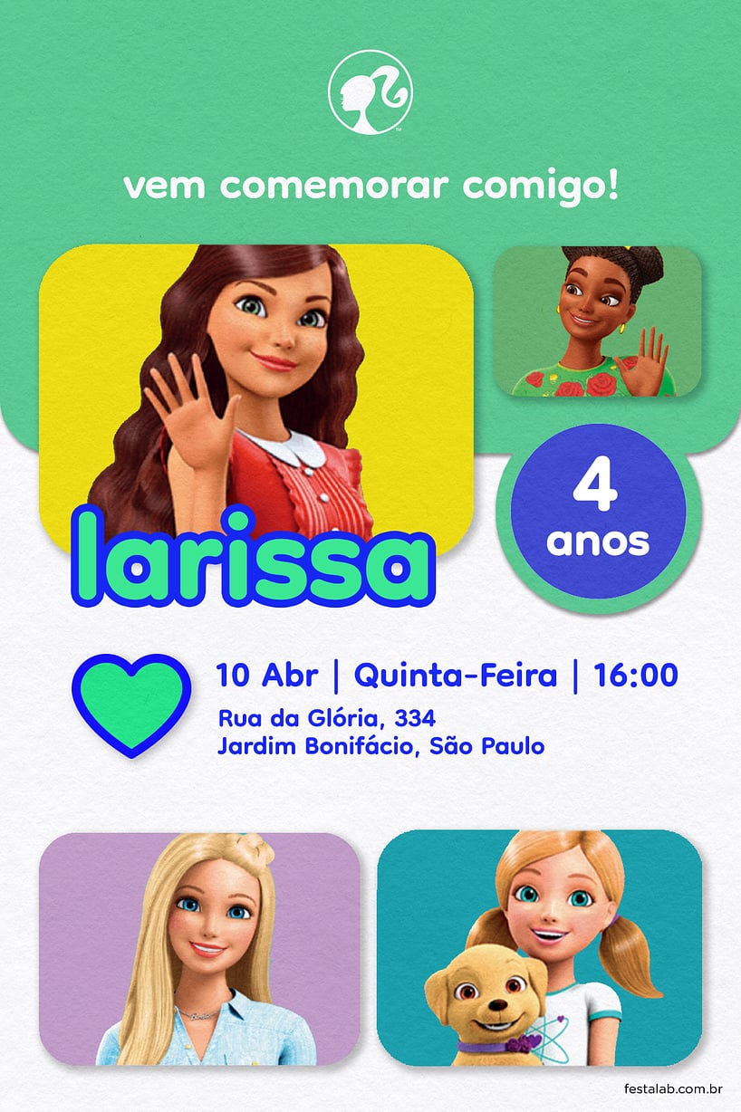 Convite Digital Barbie Dreamhouse Adventures – Montando a Sua