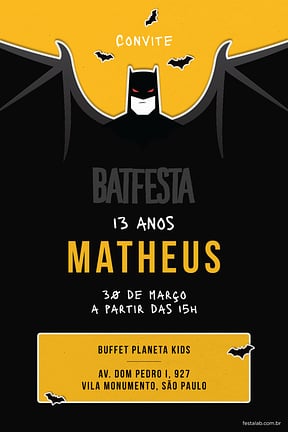 Convite de Aniversario - BatFesta