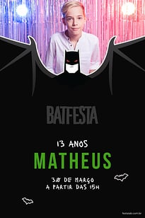 Modelo de Convite de Aniversario - Batfesta Verde Convite Batfesta Verde grátis para editar