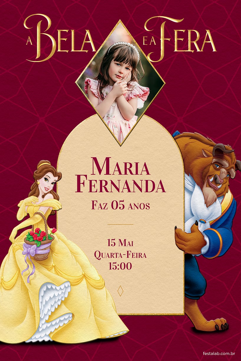 Convite Princesas para editar e imprimir grátis - Festa Free