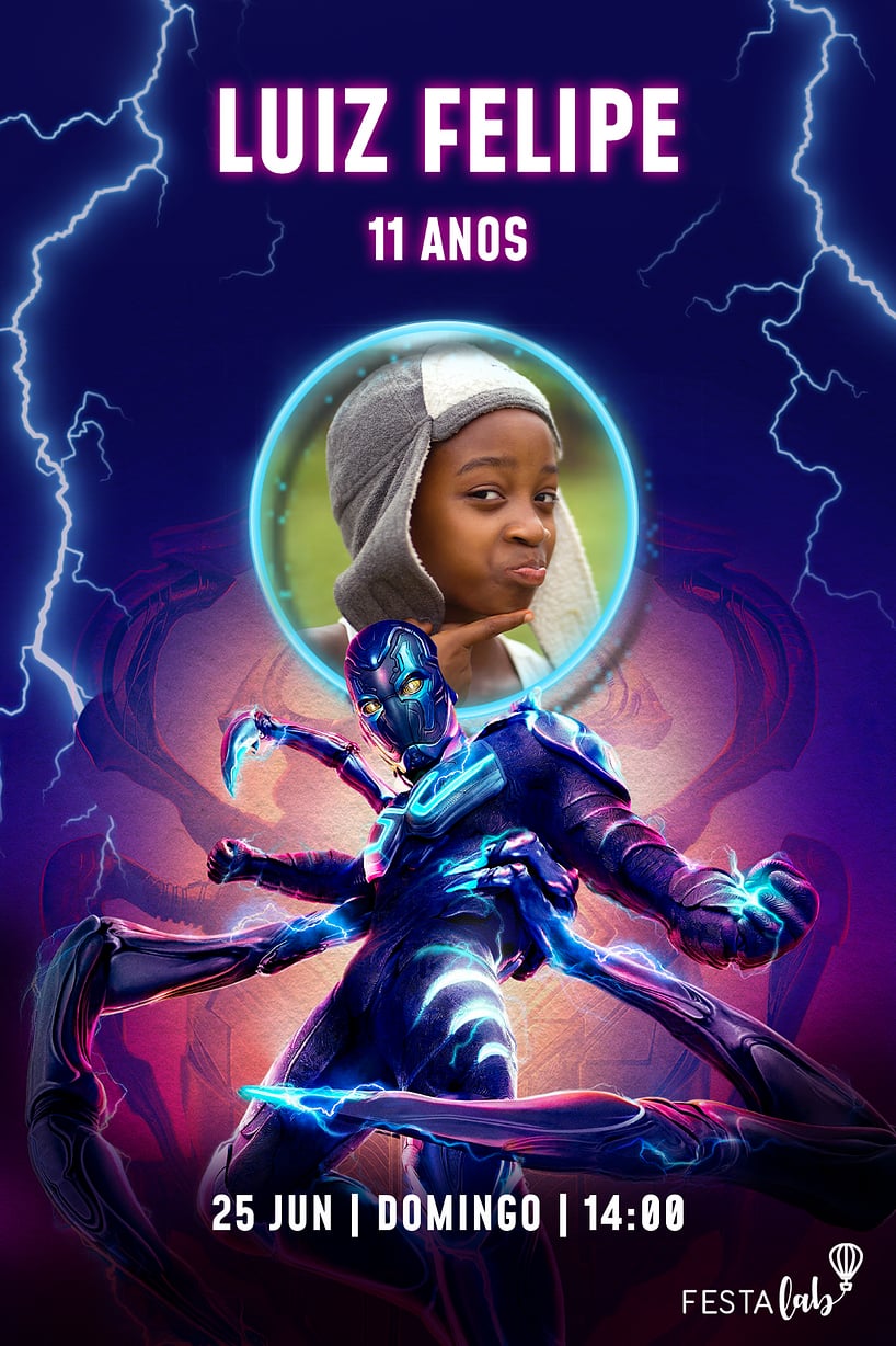 Convite Besouro Azul grátis para editar