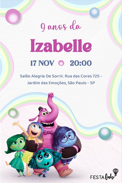 Criar convite de aniversário - Bing Bong Divertidamente| FestaLab