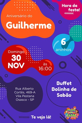 Modelo de Convite de Aniversario - Bolinha de Sabao Convite de Aniversario - Bolinha de Sabao