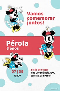 Modelo de Convite de Aniversario - Bolinhas da Minnie Convite Bolinhas da Minnie grátis para editar