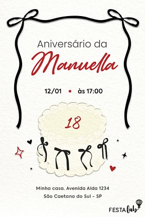 Modelo de Convite de Aniversario - Bolo de laco Convite de Aniversario - Bolo de laco