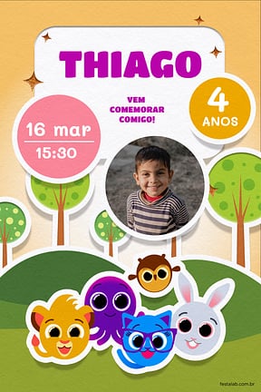 Modelo de Convite de Aniversario - Bolofofos Laranja Convite de Aniversario - Bolofofos Laranja