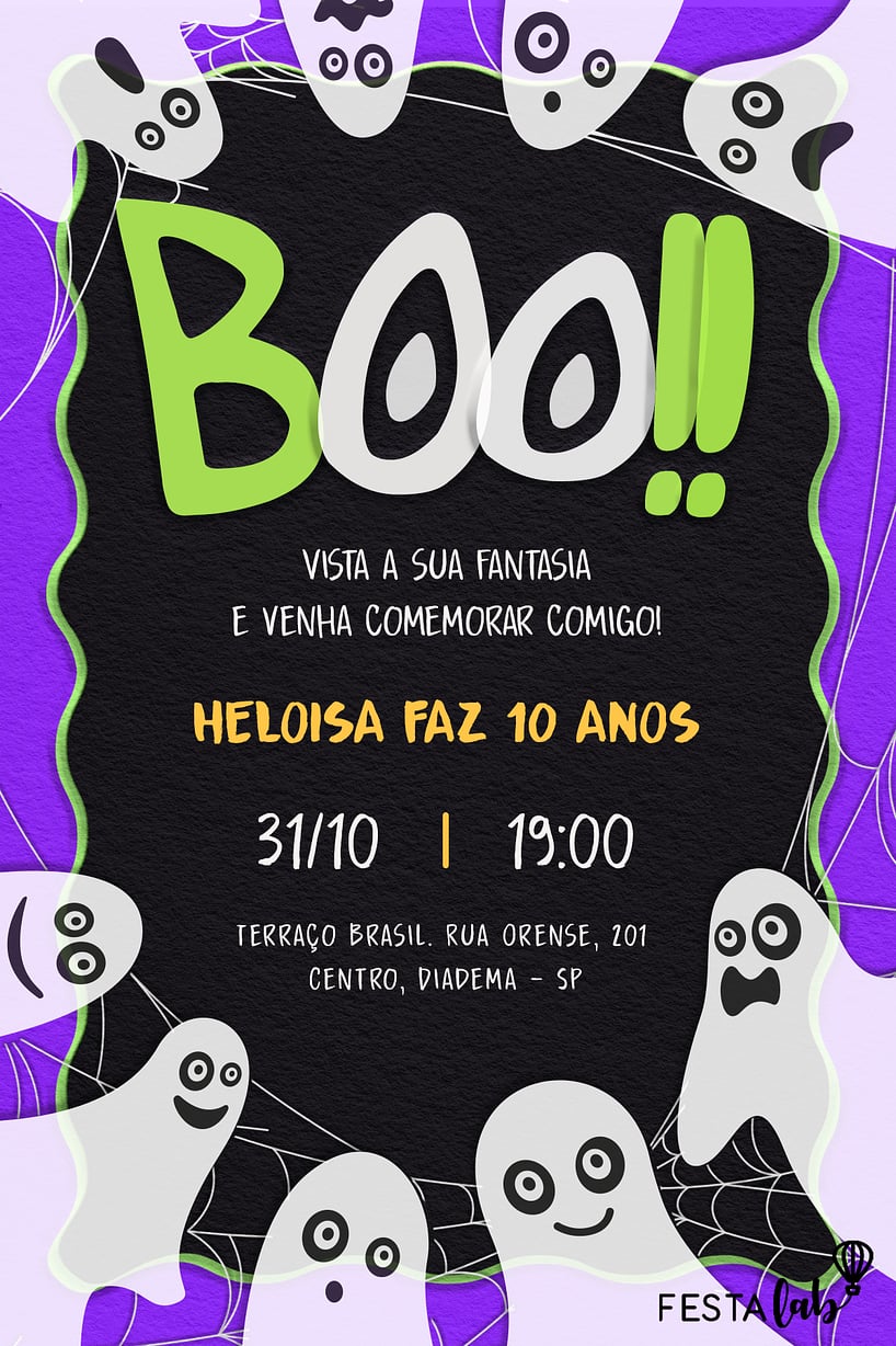 Convite de Aniversario - Boo