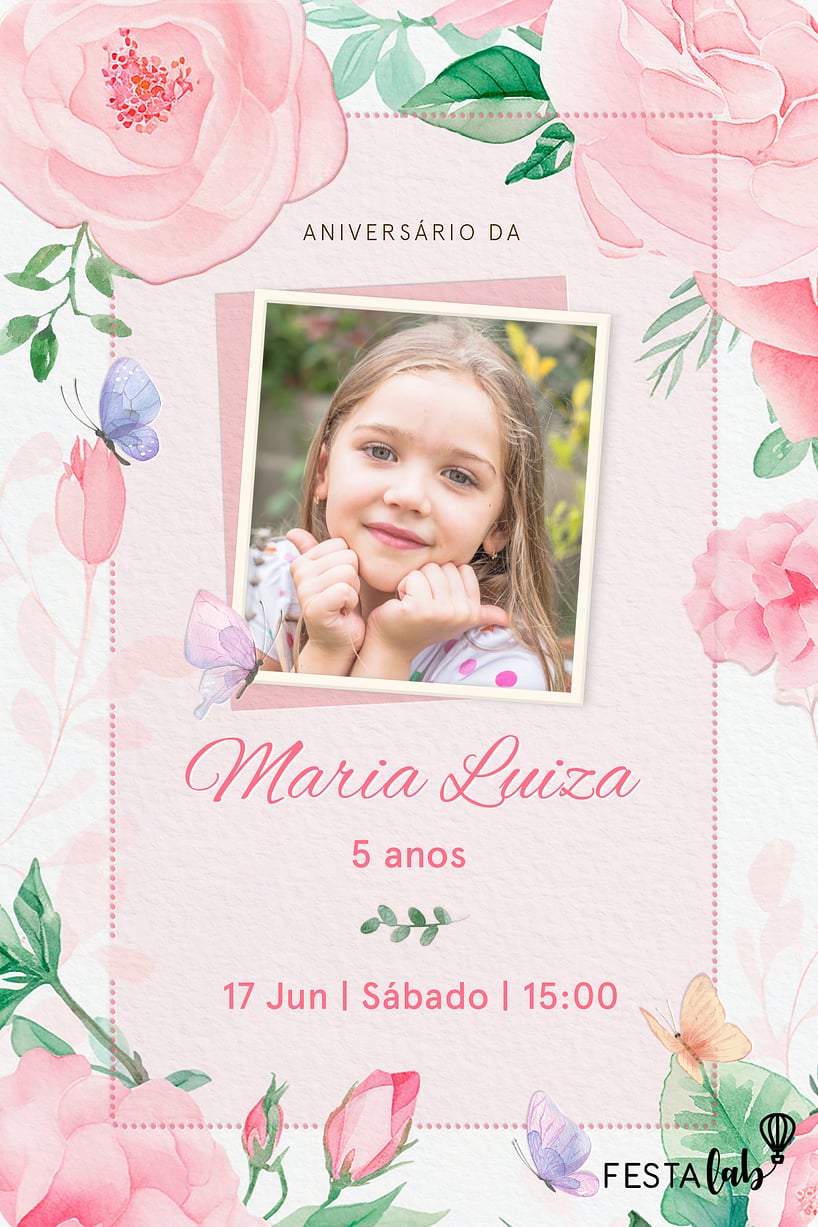 Convite Bosque das borboletas grátis para editar