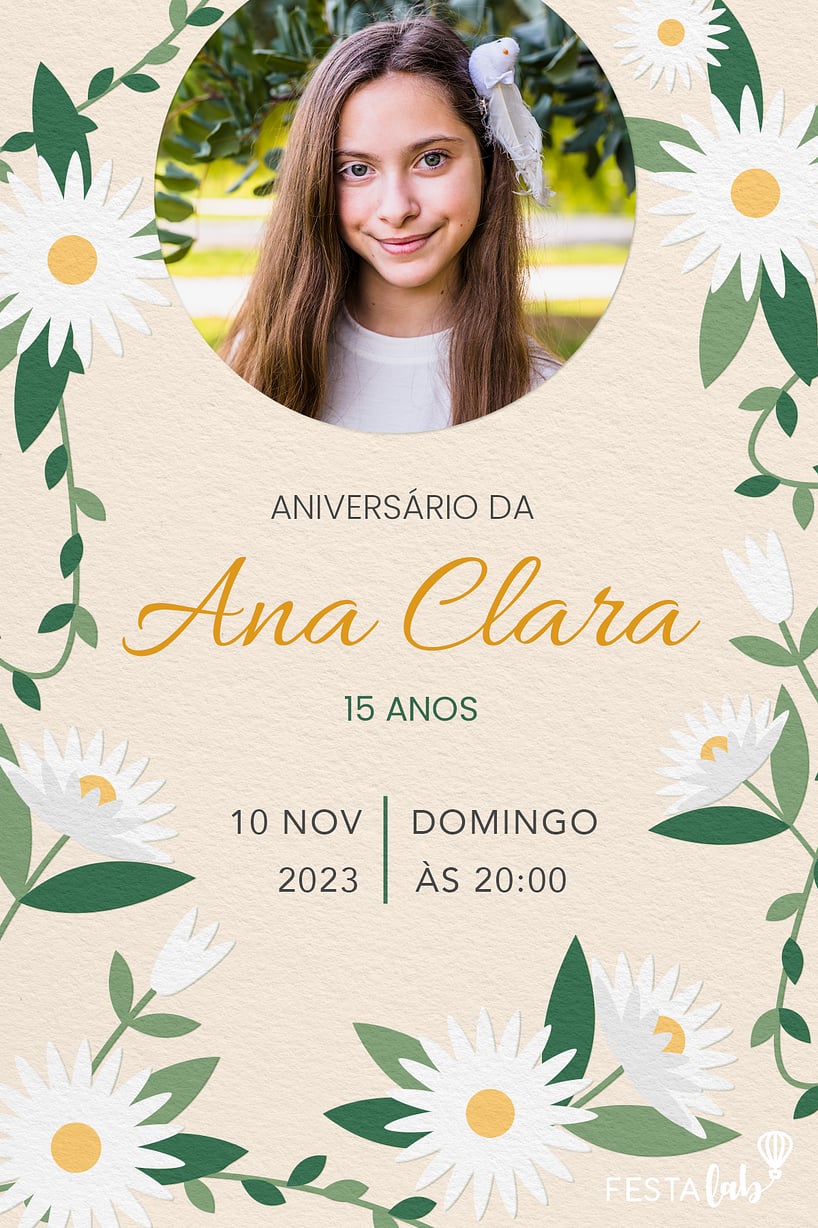 Criar convite de aniversário - Bosque das Margaridas| FestaLab