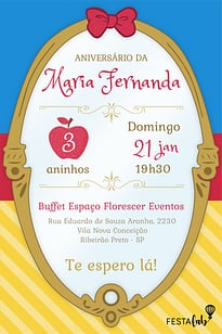 Modelo de Convite de Aniversario - Branca de Neve Convite Branca de Neve grátis para editar