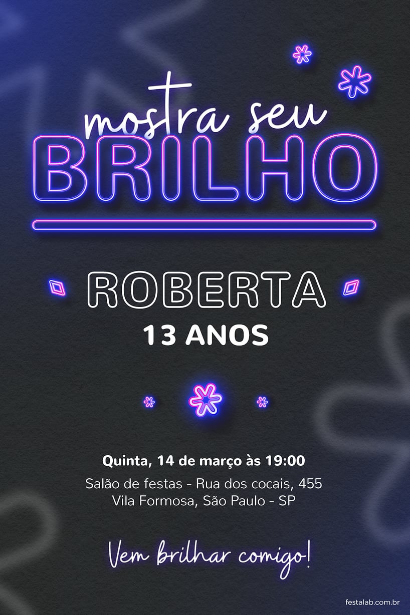 Criar convite de aniversário - Brilho Azul| FestaLab