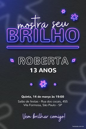 Modelo de Convite de Aniversario - Brilho Azul Convite de Aniversario - Brilho Azul